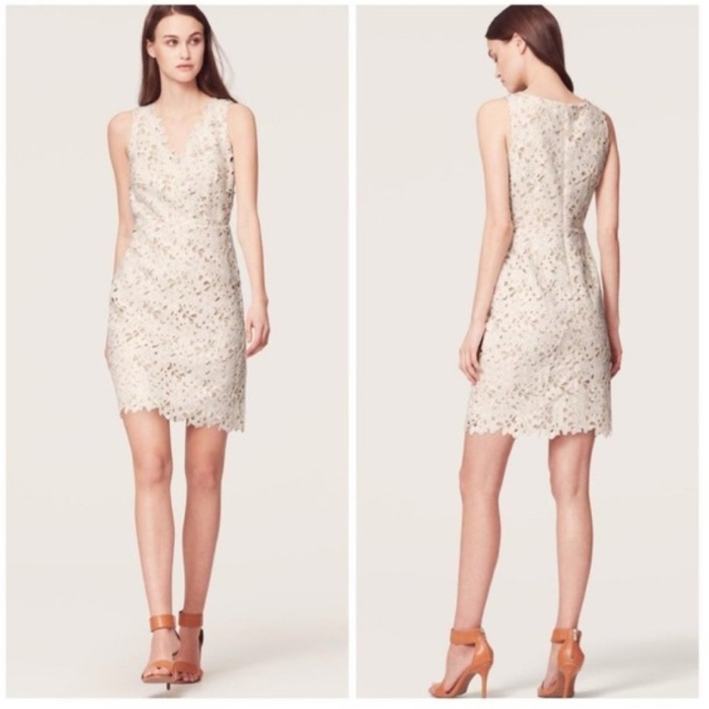 LOFT White Tan Sheath Mini Dress Sleeveless